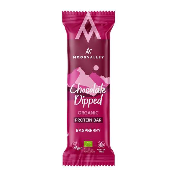 Moonvalley Organic Protein Bar - Bio-Proteinriegel Chocolate-Dipped Raspberry (12 x 50 g)