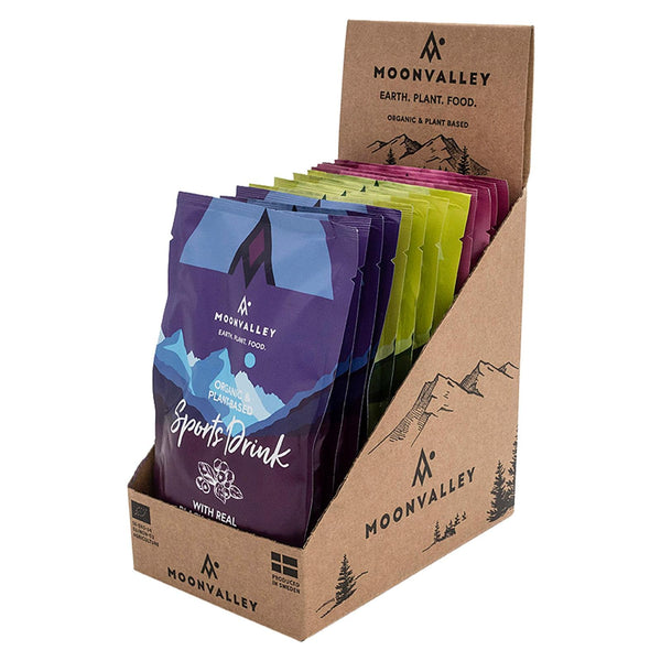 Moonvalley Organic Sports Drink - Boîte mixte en poudre pour boisson biologique (12 x 45 g)