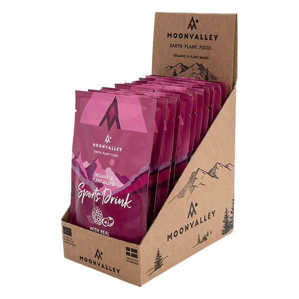 Moonvalley Organic Sports Drink - Poudre de Boisson Bio Myrtille &amp; Framboise (12 x 45 g)