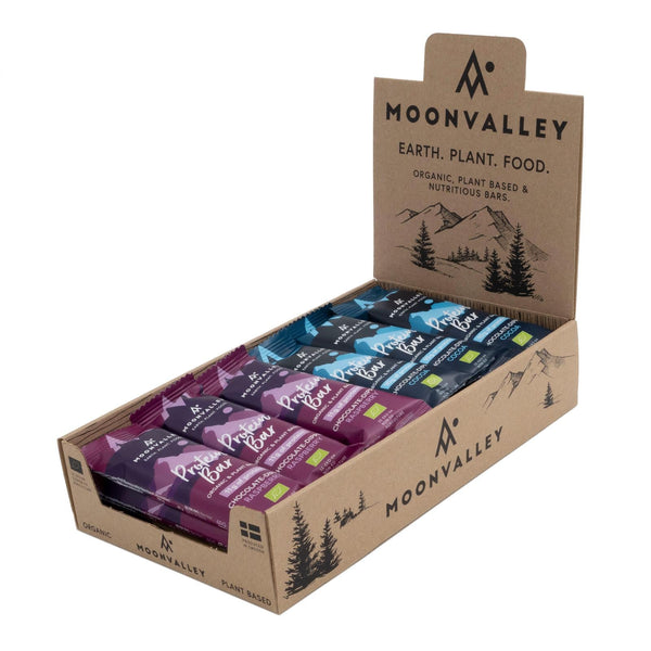Moonvalley Organic Protein Bar Chocolate-Dipped - Boîte Mixte de Barres Protéinées Bio (18 x 60 g)